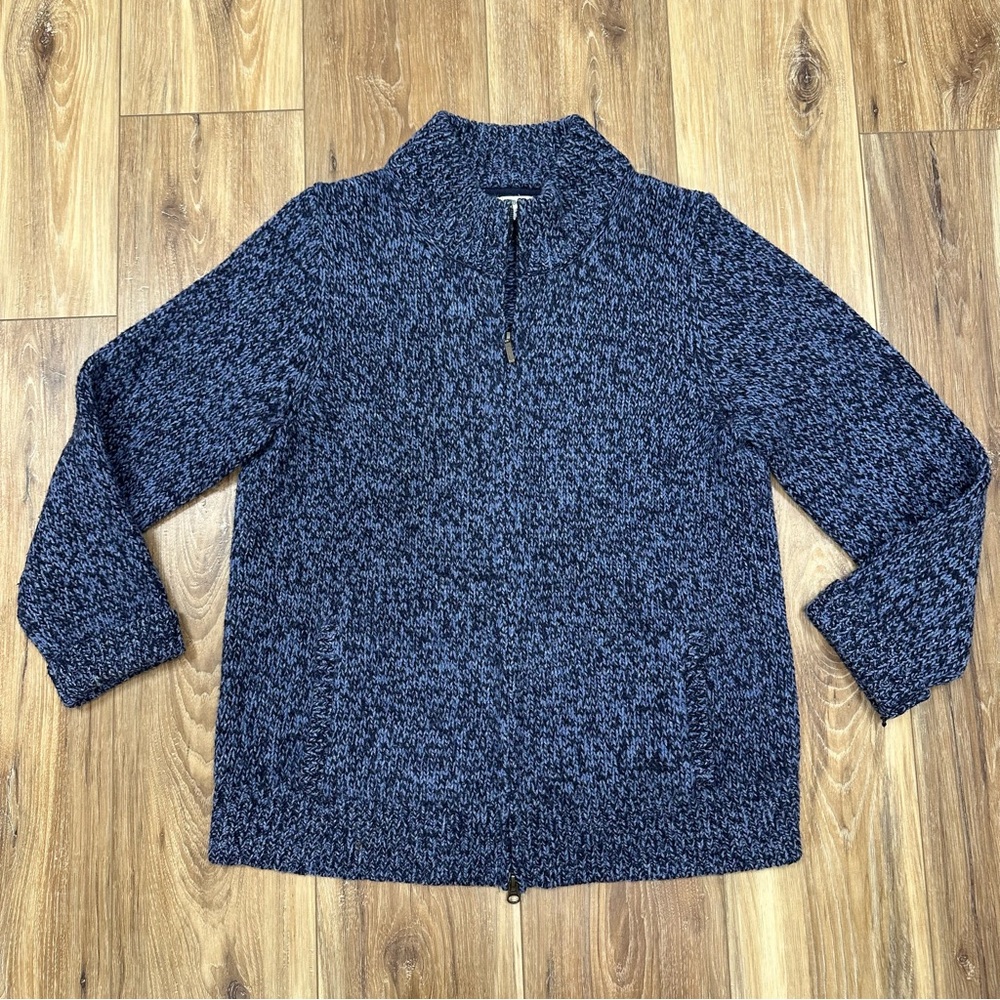 L.L. Bean Lambswool Knit Full Zip Sweater Jacket, Blue, Women’s Large